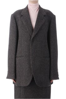 ALPACA WOOL SILK TWEED OVER JACKET - GRAY BROWN HAIRLINE (A25AJ05LS)
