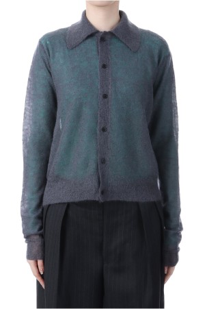 KID MOHAIR SHEER KNIT SHIRT CARDIGAN - TOP CHARCOAL (A25AC01FG)