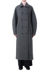 SHETLAND WOOL DOUBLE CLOTH COAT - GRAY HERRINGBONE (A25AC03HD)