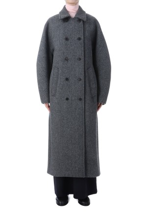 SHETLAND WOOL DOUBLE CLOTH COAT - GRAY HERRINGBONE (A25AC03HD)