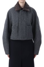 SHETLAND WOOL DOUBLE CLOTH BLOUSON - GRAY HERRINGBONE (A25AB04HD)