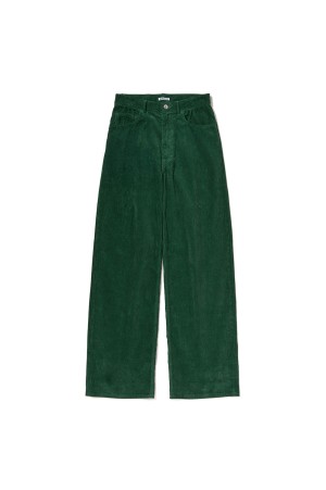 PIGMENT DYED FINX CORDUROY WIDE 5P PANTS - FOREST GREEN (A25AP04FC)