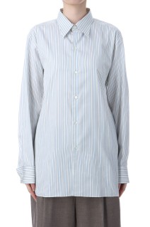 COTTON SILK STRIPE DOUBLE-CUFF SHIRT - WHITE STRIPE (A25AS04CS)