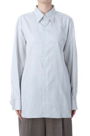 COTTON SILK STRIPE DOUBLE-CUFF SHIRT - WHITE STRIPE (A25AS04CS)