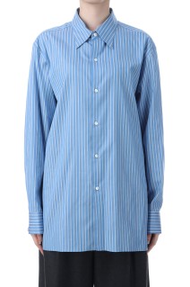COTTON SILK STRIPE DOUBLE-CUFF SHIRT - BLUE STRIPE (A25AS04CS)