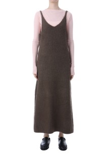 GARMENT-DYED BABY ALPACA FUR KNIT DRESS - DARK BROWN (A25AD05BA)