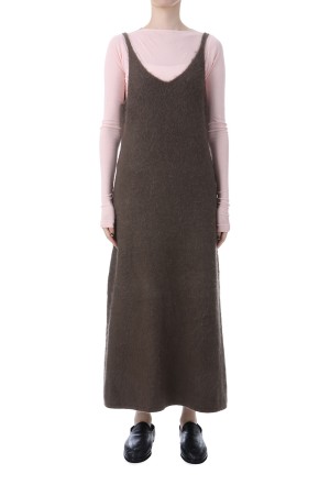 GARMENT-DYED BABY ALPACA FUR KNIT DRESS - DARK BROWN (A25AD05BA)