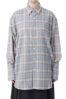 AIRY WOOL CHECK SHIRT - LIGHT BLUE x BEIGE (A25AS02WN)