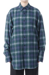 AIRY WOOL CHECK SHIRT - FOREST GREEN x NAVY (A25AS02WN)