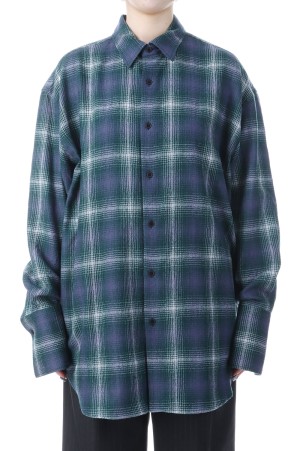 AIRY WOOL CHECK SHIRT - FOREST GREEN x NAVY (A25AS02WN)
