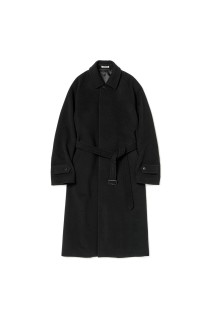 SUPER FINE WOOL MOSSER SOUTIEN COLLAR COAT - BLACK (A25AC04WM)
