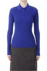 SUPER FINE WOOL HIGH GAUGE RIB KNIT POLO - ROYAL BLUE (A25AP04HW)