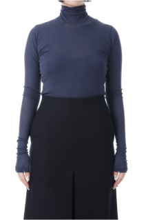SUPER HIGH GAUGE SHEER RIB TURTLE NECK L/S TEE - NAVY (A00T02HF)