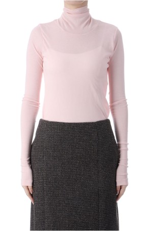 SUPER HIGH GAUGE SHEER RIB TURTLE NECK L/S TEE - LIGHT PINK (A00T02HF)
