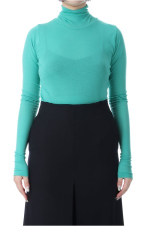 SUPER HIGH GAUGE SHEER RIB TURTLE NECK L/S TEE - JADE GREEN (A00T02HF)