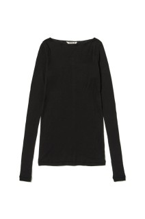 SUPER HIGH GAUGE SHEER RIB BOAT NECK L/S TEE - BLACK (A00T05HF)