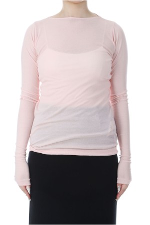 SUPER HIGH GAUGE SHEER RIB BOAT NECK L/S TEE - LIGHT PINK (A00T05HF)