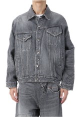 DISTORTED CUTTING DENIM JACKET - BLACK (25AW24BL235)