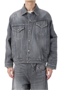 DISTORTED CUTTING DENIM JACKET - BLACK (25AW24BL235)