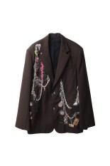 EMBROIDERED CHAIN TAILORED JACKET - BROWN (25AW16JK74)