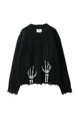 SKELTON SCRATCH KNIT PULLOVER - BLACK (25AW62KN189)