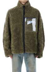 HEMP FAUX FUR ZIP-UP JACKET - KHAKI (25AW10BL231)