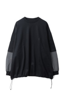 BALLOON LAYERED LONG SLEEVE T SHIRT - BLACK x WHITE border (25AW_01_1007AWCS02)