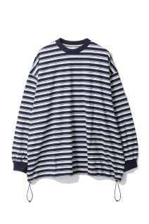 BALLOON STRIPES LONG SLEEVE T SHIRT - NAVY x WHITE border (25AW_03_1004AWCS03)