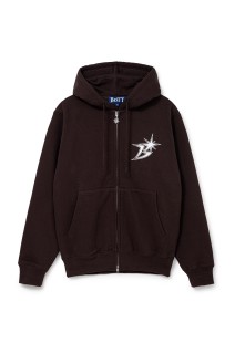 B Logo Zip Hoodie - Brown