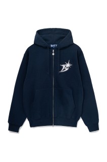 B Logo Zip Hoodie - Navy