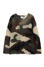 Mohair Camo crew knit / Woodland (25FW-MS10-031)