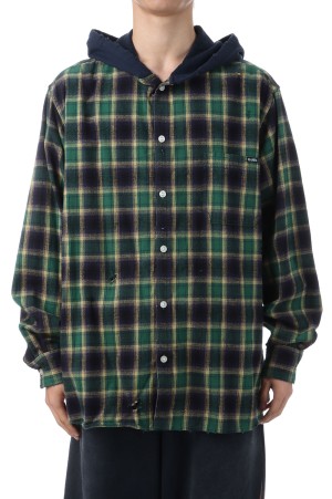 Distressed Hooded Checked Shirt - GEREN (G15SH055)