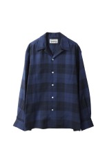 OMBRE CHECK OPEN COLLAR SHIRT L/S / NAVY (25FWE-WMS-OC01)