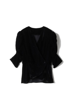 Velour Gather Blouse - BLACK (62520421)