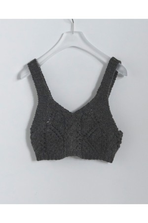 Cable Knit Bustier - CHARCOAL GRAY (62520506)