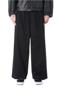 2TUCK WIDE CHINO TROUSERS - BLACK (253-60502)