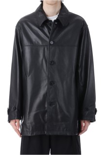 LEATHER CAR COAT - BLACK (253-60702)