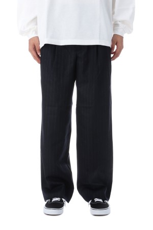 WOOL 2 TUCK TROUSERS - GRAY STRIPE (253−60507)