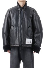 VEGAN BOA LEATHER JACKET - BLACK (A15BL071)