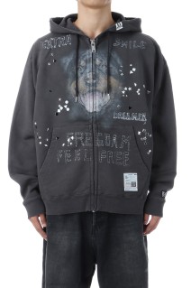 EMBELLISHED DISTRESSED PARKA - BLACK (J15PK721)