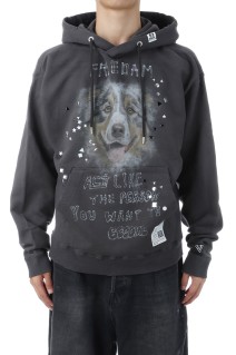 EMBELLISHED DISTRESSED HOODIE - BLACK (J15HD722)