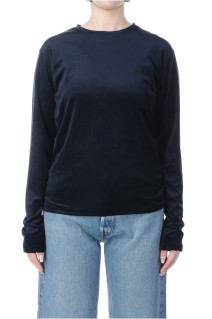 VELOUR LONG SLEEVE TEE - NAVY (25AMSCU03)