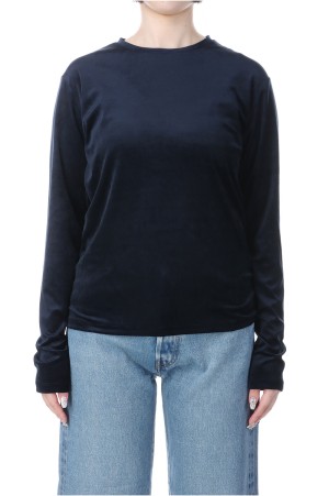 VELOUR LONG SLEEVE TEE - NAVY (25AMSCU03)