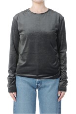 VELOUR LONG SLEEVE TEE - KHAKI (25AMSCU03)