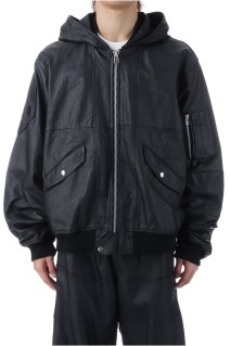 HOODED FLIGHT JACKET - LEATHER (OP-495)