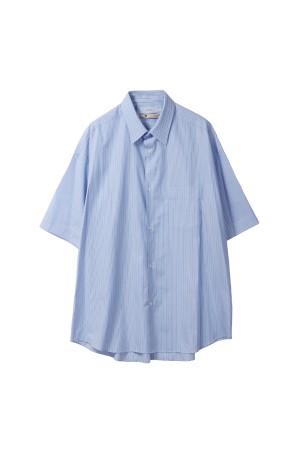 SIDOGRAS S/S Oversized Regular Collar Shirt - SAX STRIPE	(GM252-50012)