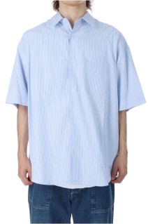 SIDOGRAS S/S Oversized Regular Collar Shirt - SAX STRIPE	(GM252-50012)