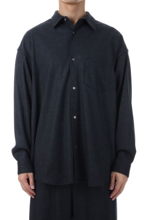 Wool Smooth Flannel Oversized Regular Collar Shirt	- GRAY (GU253-50221B)