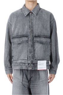 Selvage Denim Zip Jacket - BLACK_LIGHT FADE (GM253-20056LB)