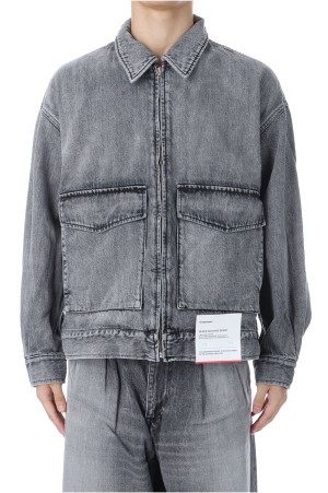 Selvage Denim Zip Jacket - BLACK_LIGHT FADE (GM253-20056LB)